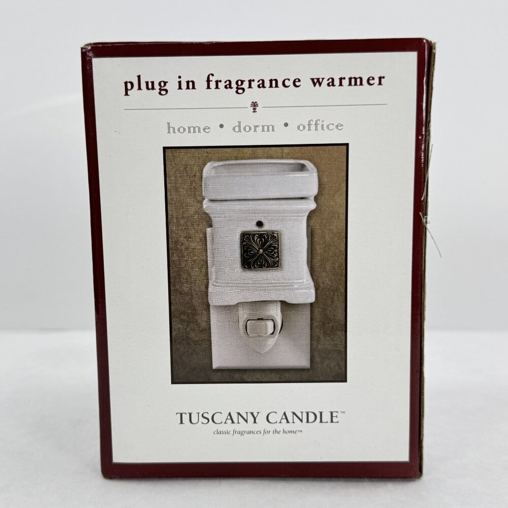 Tuscany Candle Plug-In Ceramic Fragrance Warmer Square White Rotates With Melts